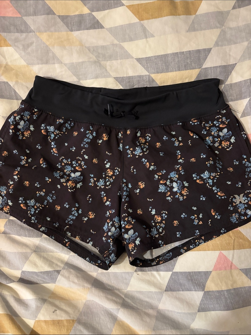 Hurley Shorts with Blue and Tan Floral Print